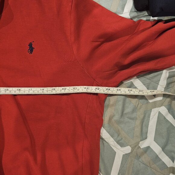 Polo Ralph Lauren Mens Red 1/4 Zip Pullover Pima Cotton Logo Sweater Size Large - Picture 5 of 8